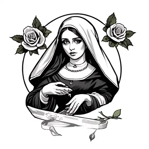 Sissy whore nun gamble tattoo design idea