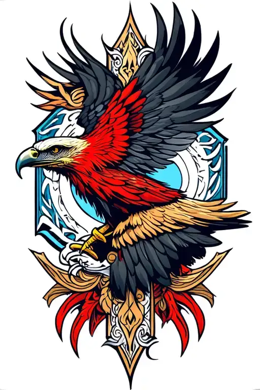 Norse signs, red kite tattoo design idea