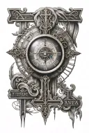 3 different Roman numeral dates and the Bible verse Matthew 6:23 around an eye with Jesus on the cross in the eye  tattoo design idea