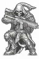 reaper holding a sniper rifle intertwined tattoo design idea