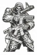 reaper holding a sniper rifle intertwined tattoo design idea
