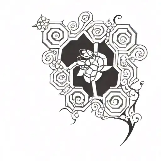 honeycomb and vine intertwined tattoo design idea