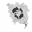 honeycomb and vine intertwined tattoo design idea