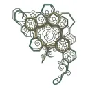 honeycomb and vine intertwined tattoo design idea
