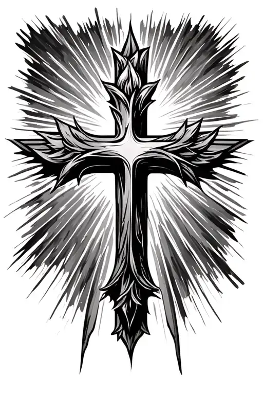 cross and rays of light tattoo design idea