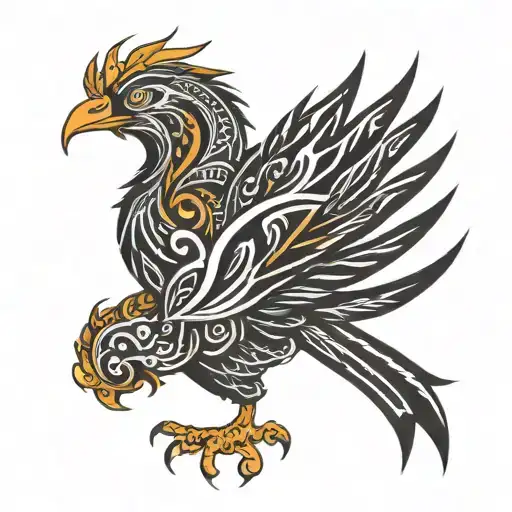 tribal phoenix with outstretched wings tattoo design idea