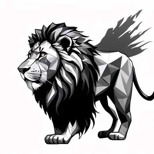 A lion made by polygons tattoo design idea