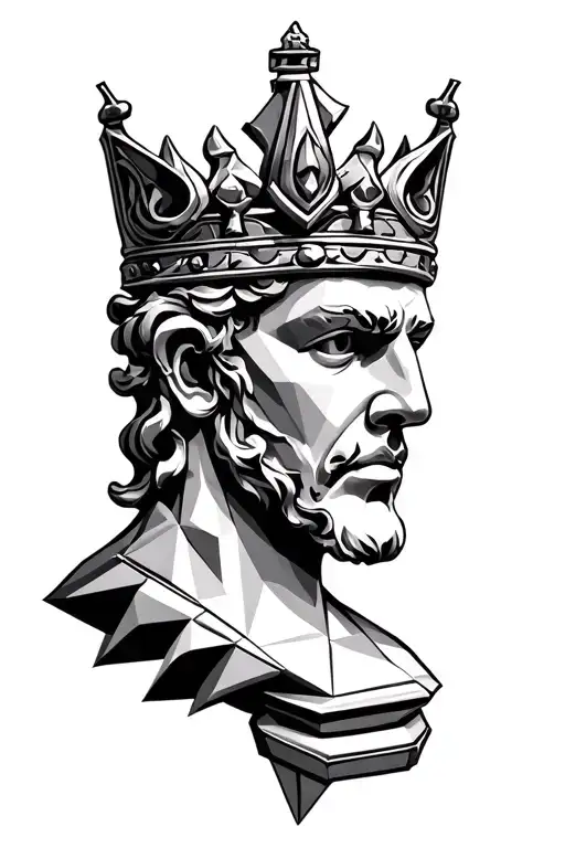 Geometric Chess King piece incorporating elements  tattoo design idea