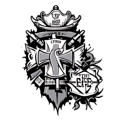 firefighter  maltese cross tattoo design idea