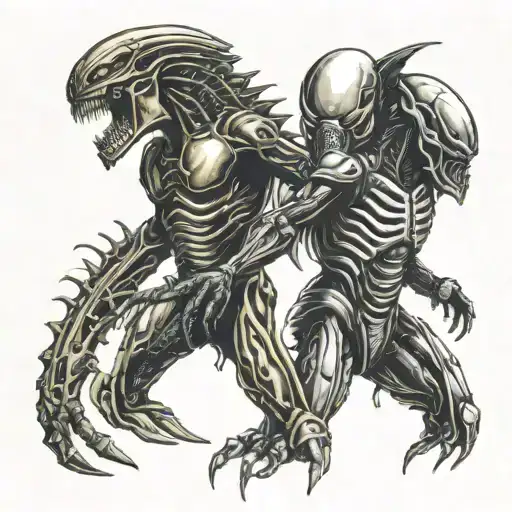 xenomorph vs predator tattoo design idea