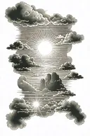sun rays driving away the clouds  tattoo design idea