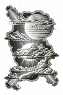 sun rays driving away the clouds  tattoo design idea