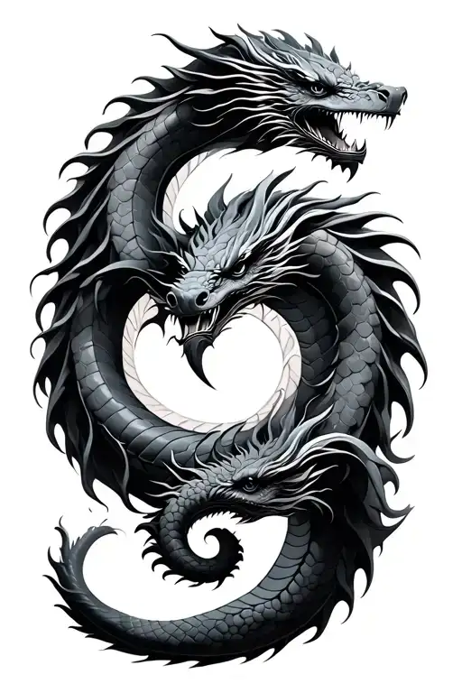 dragons intertwined like yin yang symbol made tattoo design idea