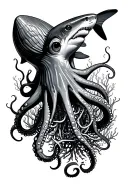 underwater, octopus, coral, kelp, lemon shark, fish tattoo design idea