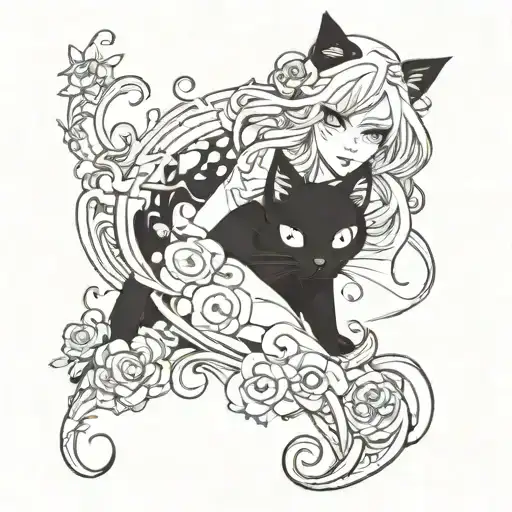 black cat tattoo design idea