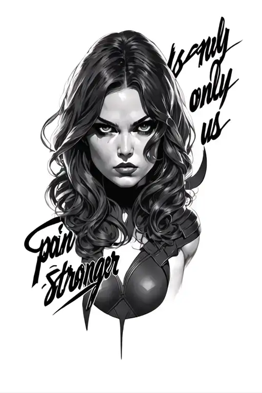 "pain only makes us stronger" black Widow avengers logo tattoo design idea