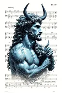 poseidon + constellation capricorn and taurus + music tattoo design idea