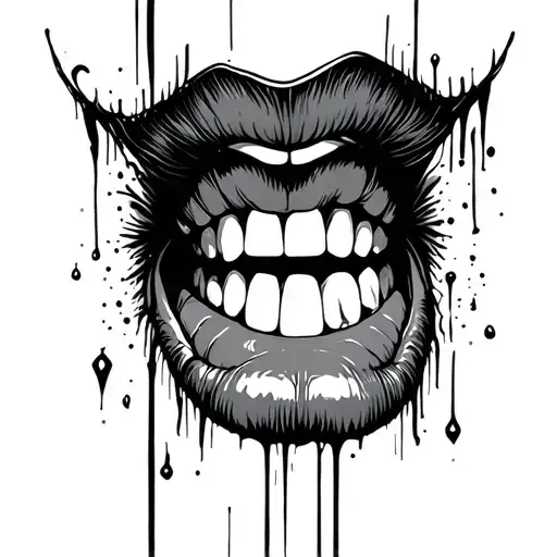 Mouth stitches tattoo design idea