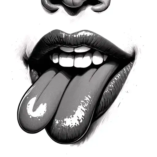 Lips and tongue with a molly pill tattoo design idea
