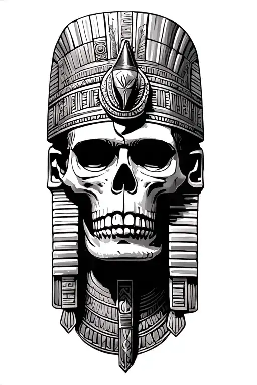 A Fusion Of Egyptian And Inka Symbolism, Featuring God Osiris And Easterisland Skull On Machu Picchu Tattoo tattoo design idea