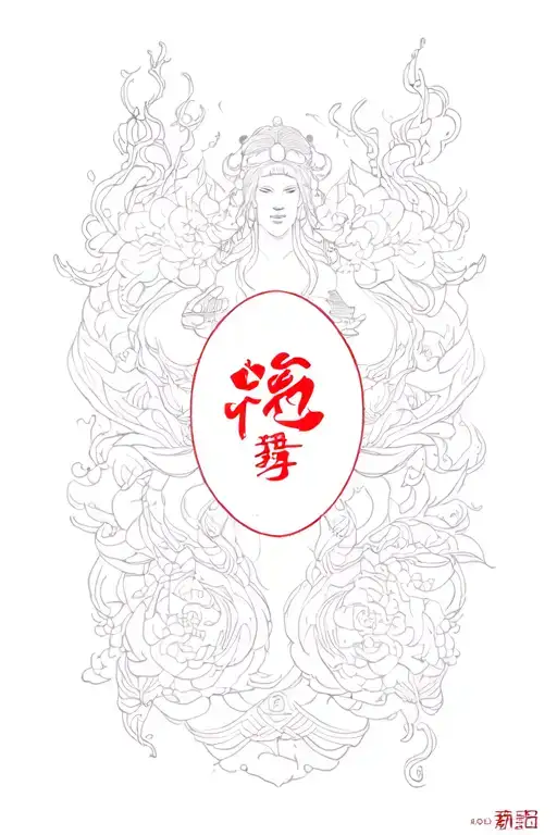 beauty, strength, and virtue in Chinese symbols incorporated into the design tattoo design idea