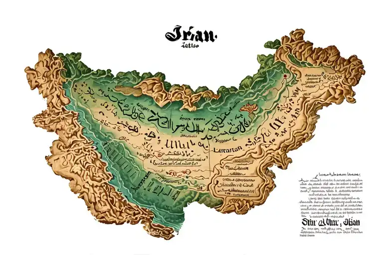 Map of Ancient Iran tattoo design idea