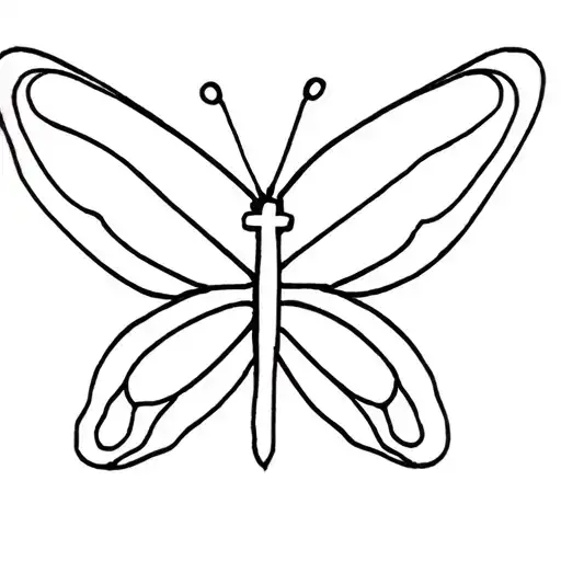 minimalistic/linework butterfly with a cross in the center  tattoo design idea