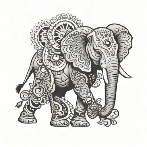 elephant mandela design with elements tattoo tattoo design idea