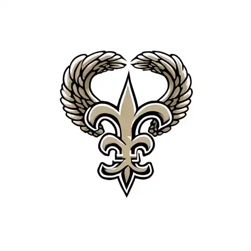 New Orleans saints logo integrated with heart and wings  tattoo design idea