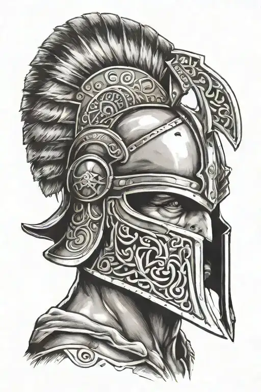 gladiator helmet tattoo design idea