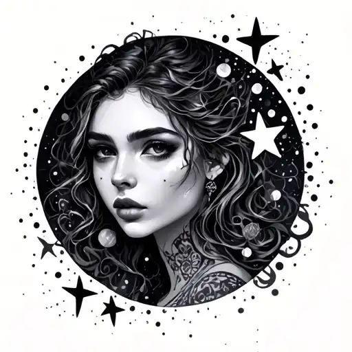 Coverup Stars and Dots tattoo design idea