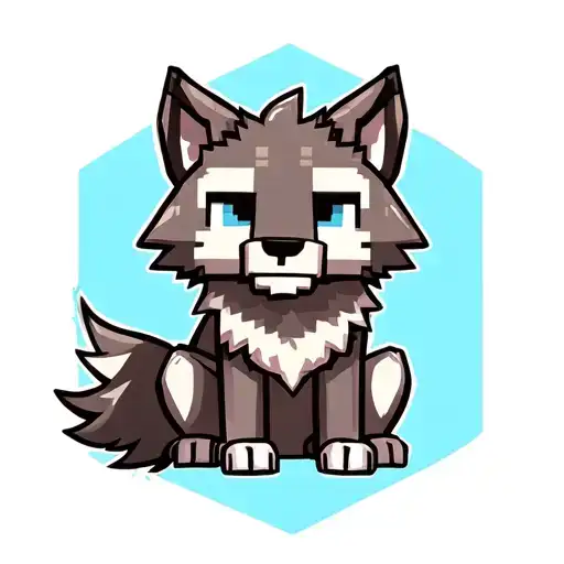 cute happy minecraft wolf sitting tattoo design idea