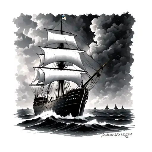 Ship In Storm tattoo design idea