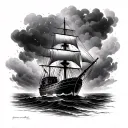 Ship In Storm tattoo design idea