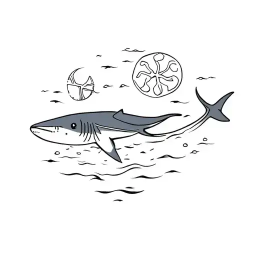 a stingray tattoo with a whale shark and a sand dollar around it tattoo design idea