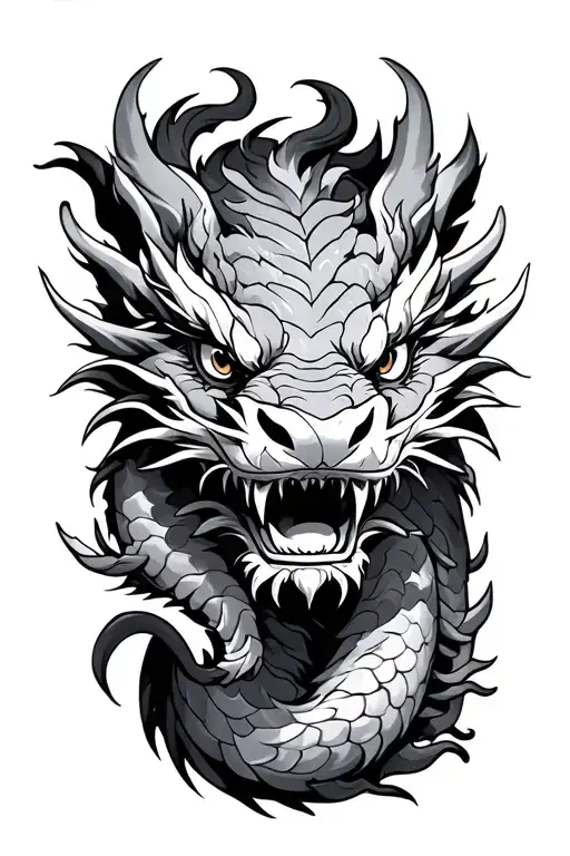 dragon, fu dog, and dragon tattoo design idea