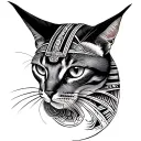 Egyptian cat black fine line tattoo Orus eye inside tattoo design idea