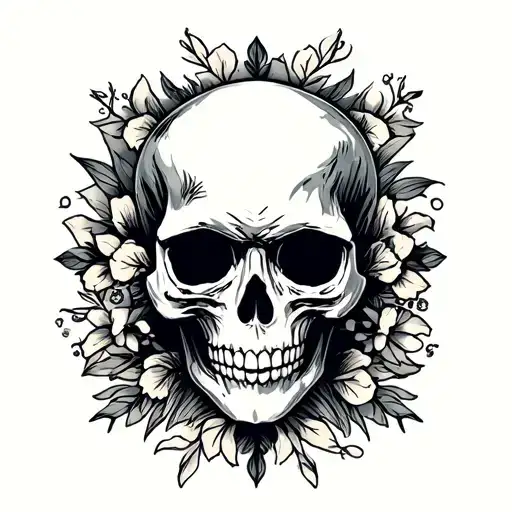 Skull Mysterious and Dark tattoo design idea