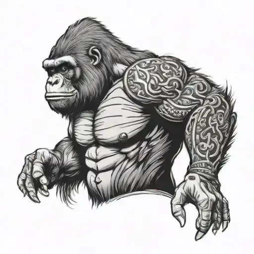 gorilla holding draco tattoo design idea
