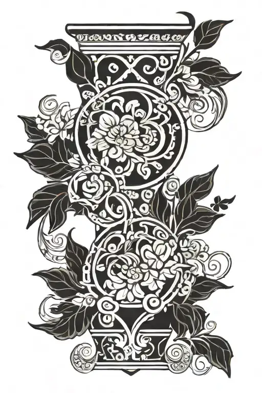 An intricate pattern inspired by ancient Greek pottery, with a hidden message of love incorporated into the design tattoo design idea