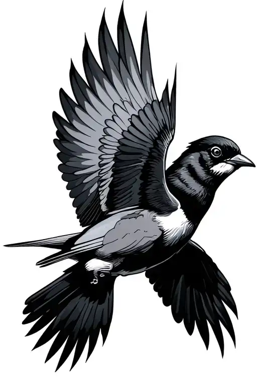 loggerhead shrike bird flying tattoo design idea