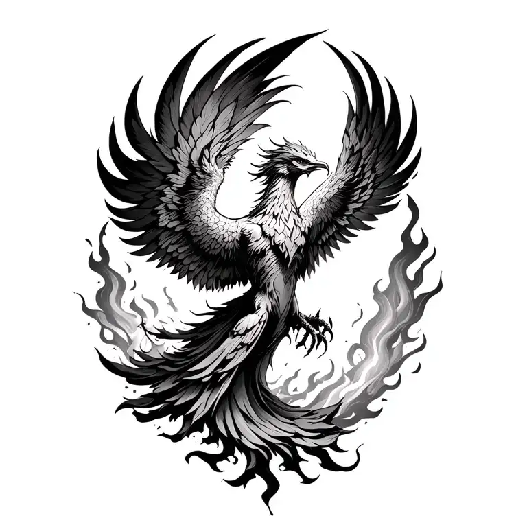 Phoenix rising from the ashes tattoo design idea