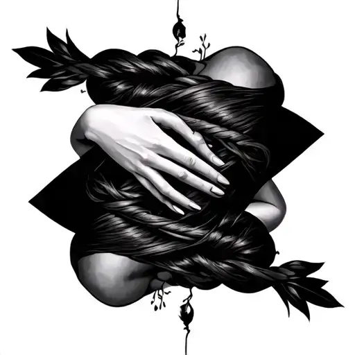 shibari woman hands tied and held down  tattoo design idea