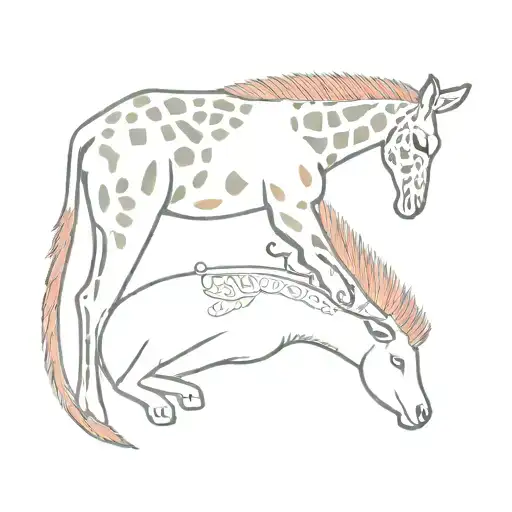 giraffe with red panda sleeping on its back and capybara in front  tattoo design idea