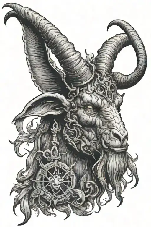 baphomet head tattoo design idea