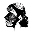 do the evolution girl face tattoo design idea