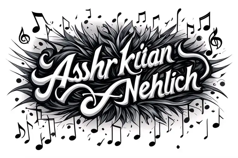 "Asher Kristian Nehlich" music notes in the name  tattoo design idea