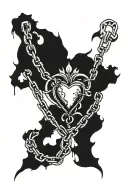 broken chain immaculate heart surrounded tattoo design idea