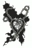 broken chain immaculate heart surrounded tattoo design idea