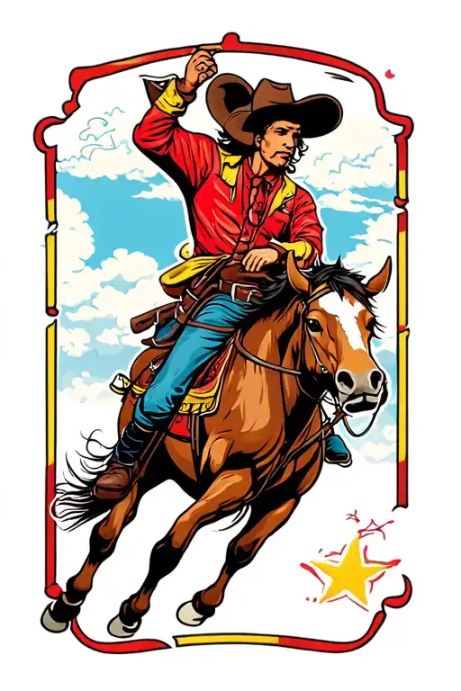 Bucking bronco tattoo design idea